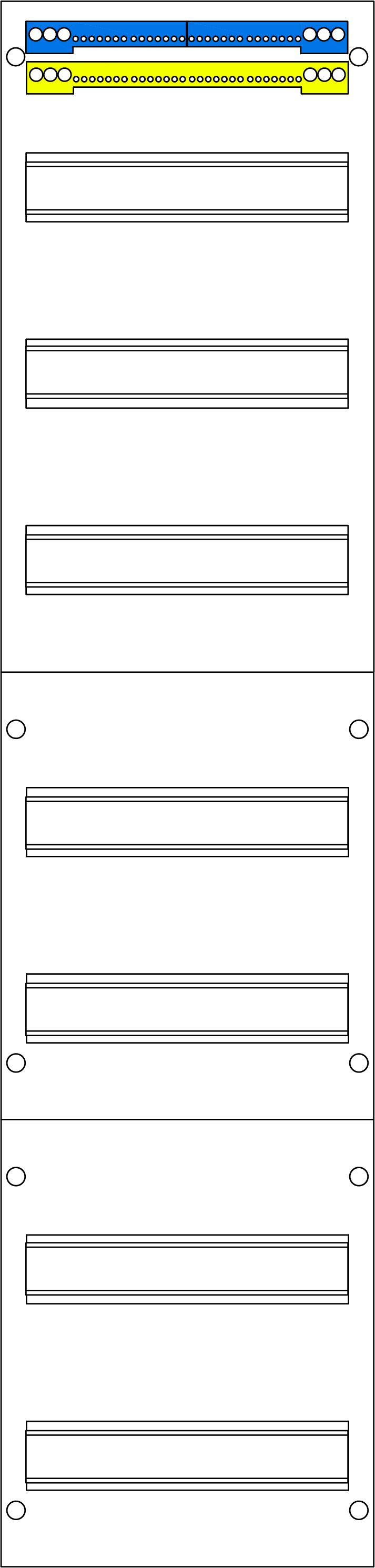 Verteilerfeld 1-feldrig, 1050mm, 7-reihig