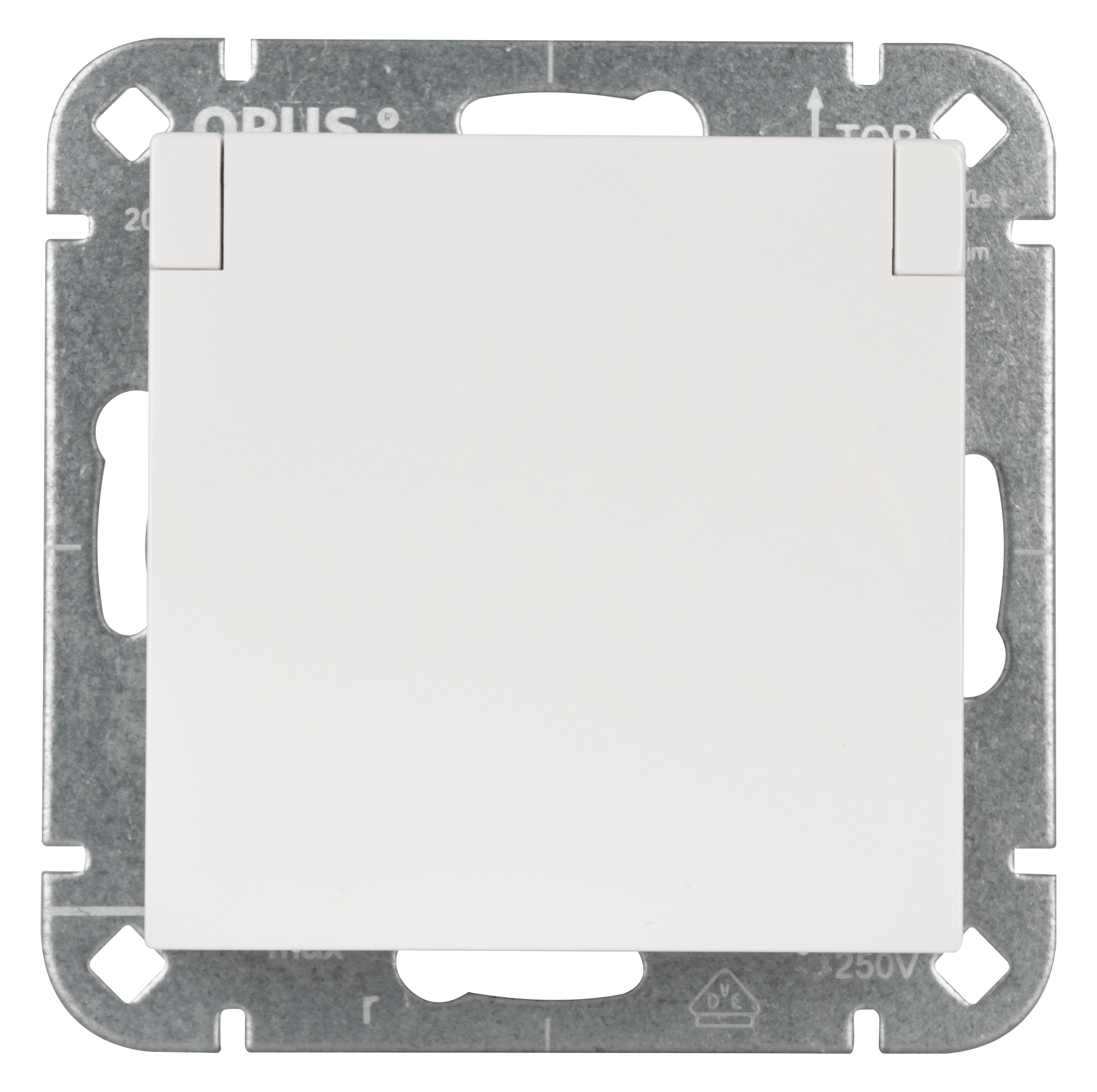 Schutzkontakt-Steckdose Premium mit Federklappdeckel und erhöhtem Berührungsschutz polarweiß-seidenglanz OPUS 55