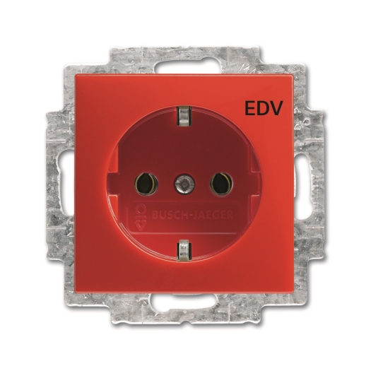 Schutzkontakt Steckdosen-Einsatz mit Aufdruck "EDV" 20 EUC/DV-917 rot