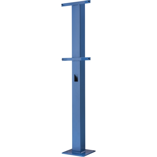 Edelstahl-Standsäule inkl. Schraubenmaterial zur Wetterschutzdach-Befestigung, Montage von Wandverteilern, pulverbeschichtet, himmelblau (RAL 5015)