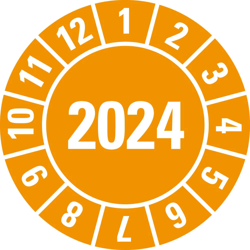 Prüfplakette Ø 15mm, 2024 (1 Bogen=10 Plaketten)