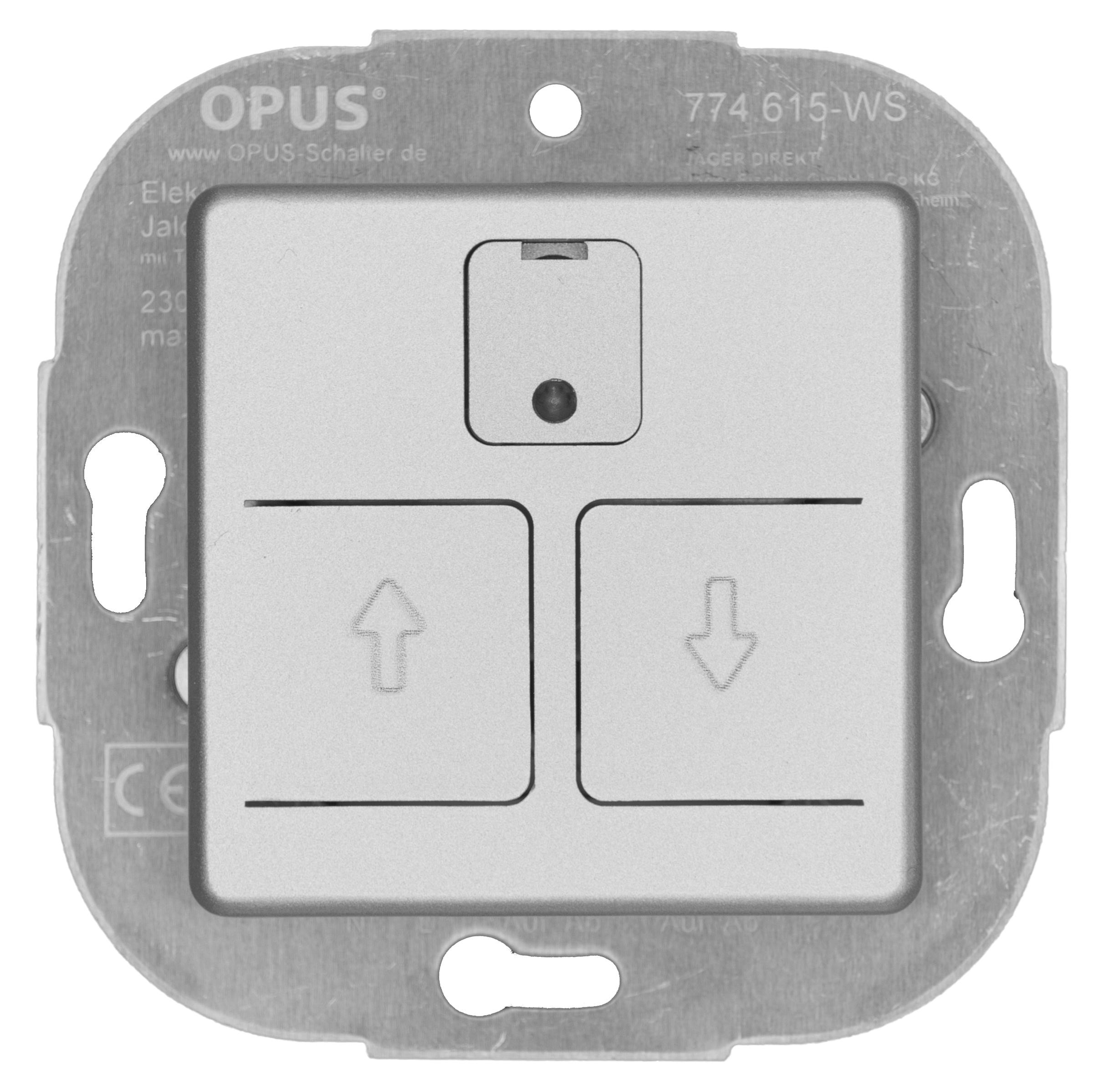 Elektronischer Rollladen-/Jalousieschalter mit Wochenautomatik alu-silber-seidenglanz OPUS 55