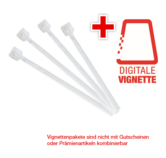 Vignetten-Paket 7.000 Stück Kabelbinder natur mit Digitaler Vignette 2025