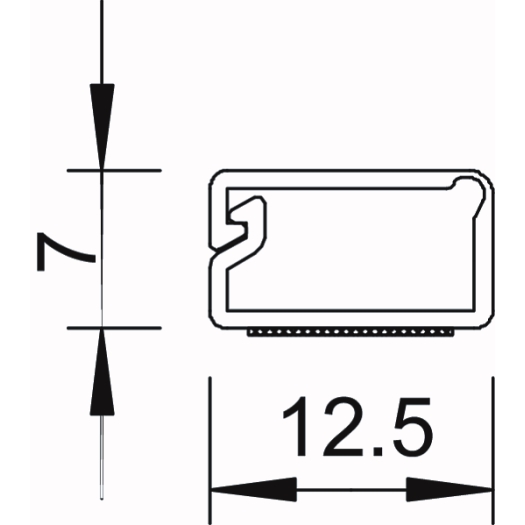 Minikanal mit Klebefolie und Scharnieroberteil 7x12,5x2000, PVC, reinweiß, RAL 9010