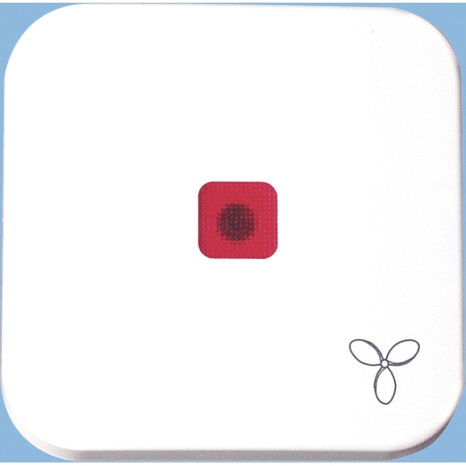 Flächenwippe für Schalter und Taster mit roter Linse und Symbol "Ventilator" alpinweiß OPUS 1