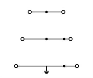 Dreistockklemme Schutzleiter-/Durchgangs-/Durchgangsklemme 2.5 mm² grün-gelb/blau/grau