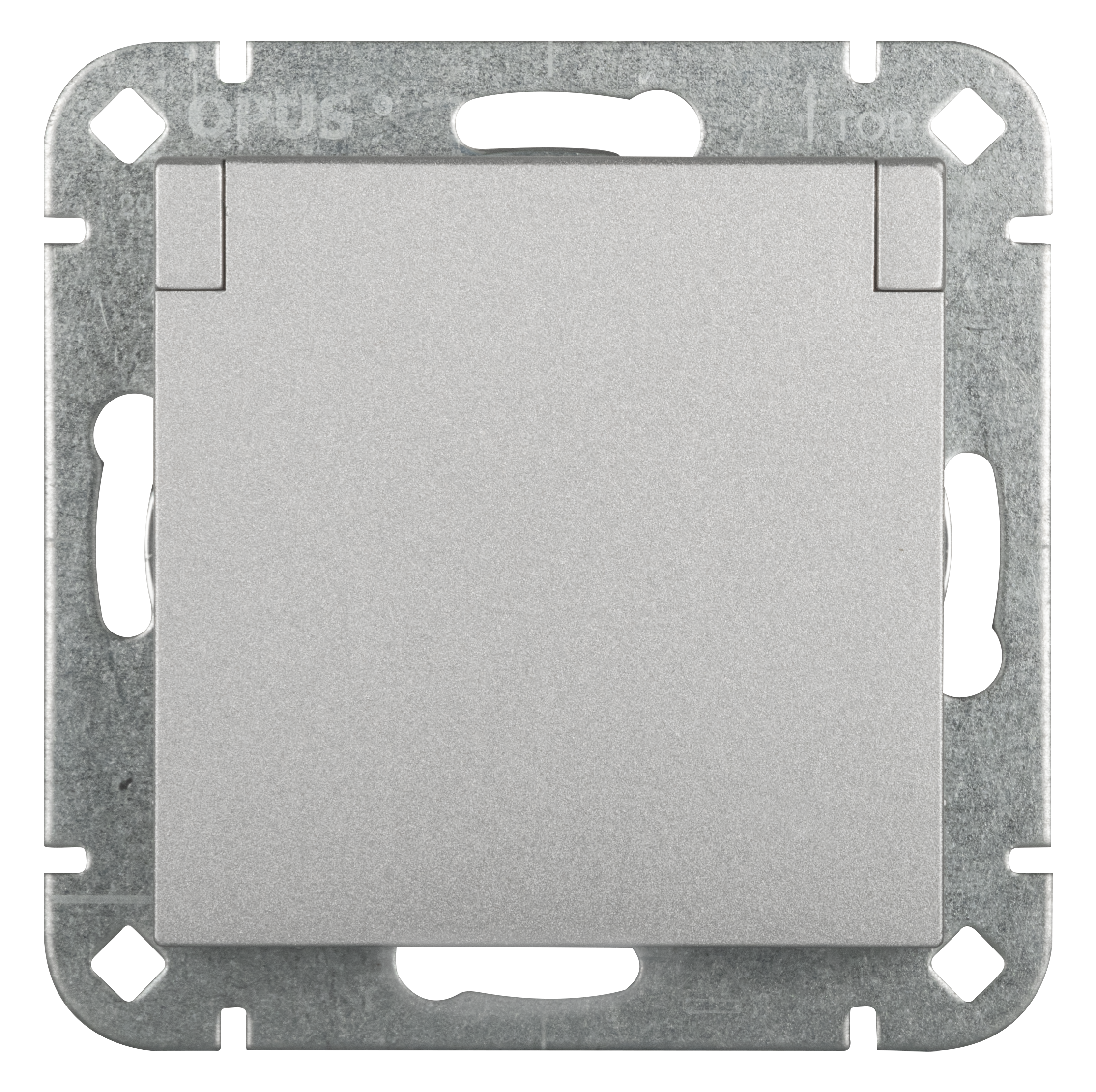 Schutzkontakt-Steckdose Premium mit Federklappdeckel und erhöhtem Berührungsschutz alu-silber-seidenglanz OPUS 55