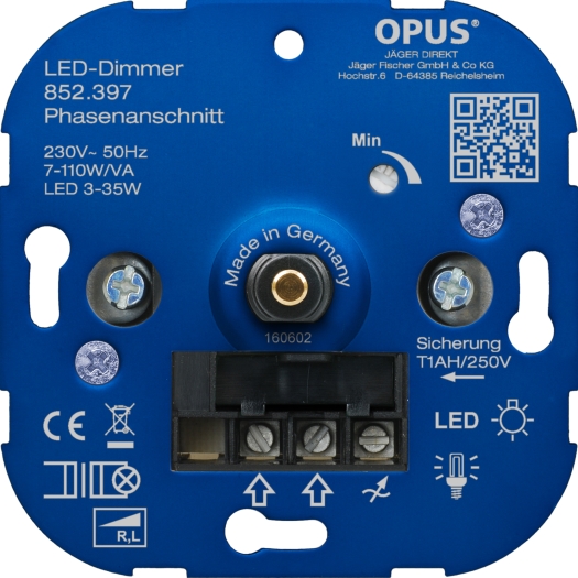 Dreh-Dimmer für LED- und  Energiesparlampen 20 - 250 VA / 3 - 85 W OPUS