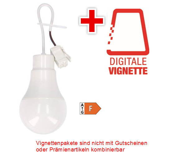 Vignetten-Paket 200 Stück LED-Bauleuchtmittel 10 W mit Digitaler Vignette 2025