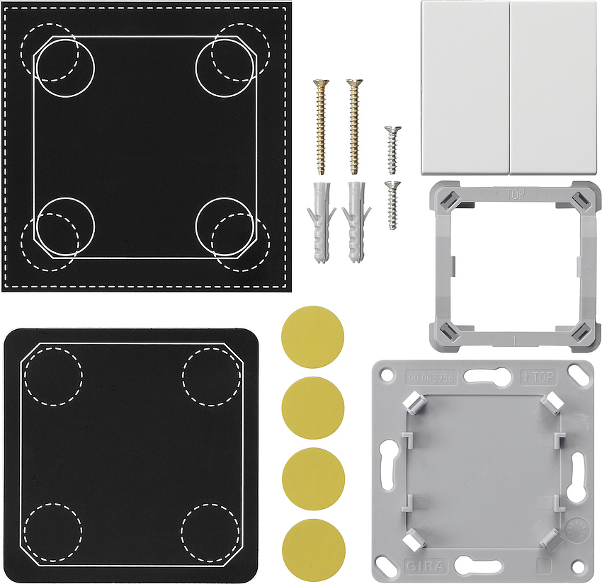 Montageset EnOcean Funk Wandsender 2-fach System 55 reinweiß-glänzend