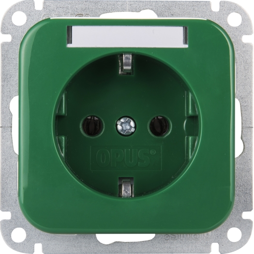 Schutzkontakt-Steckdose mit Beschriftungsfeld grün OPUS 1