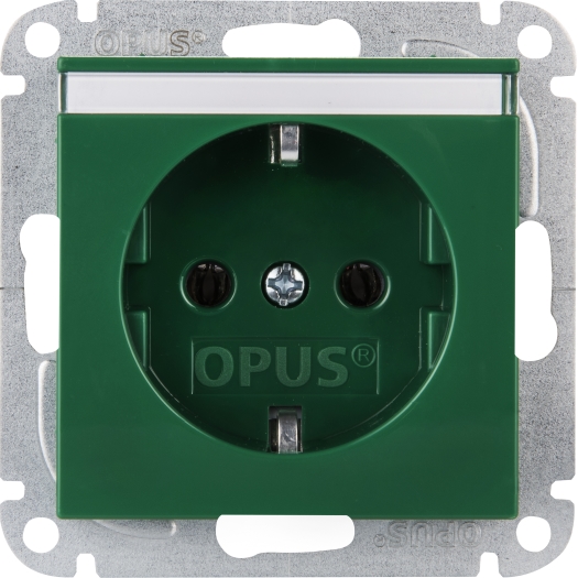 Schutzkontakt-Steckdose mit Beschriftungsfeld grün OPUS 55