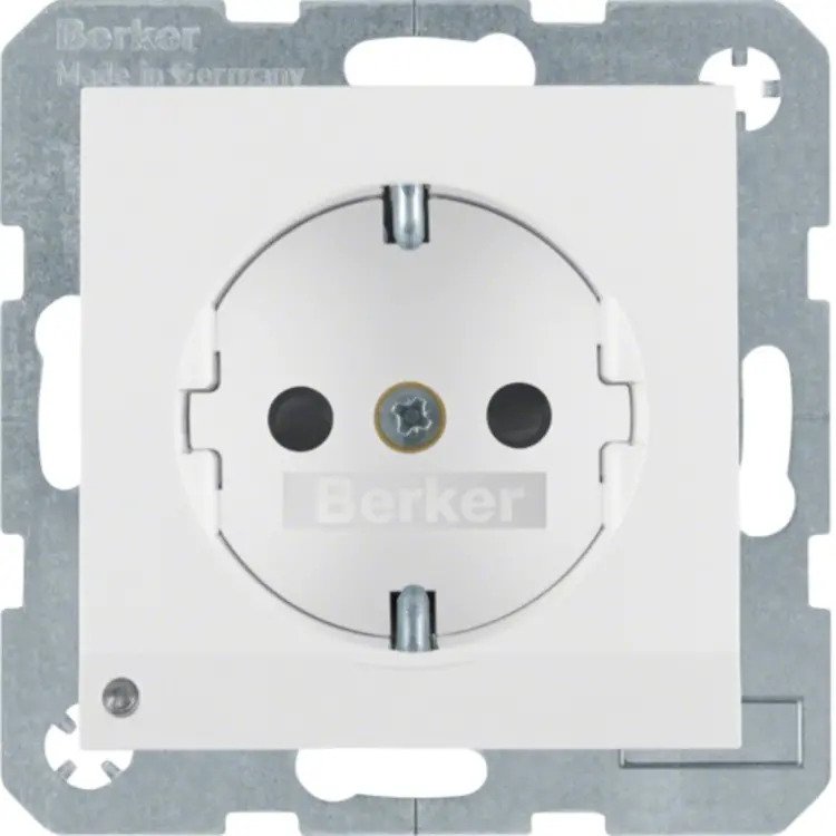 Schutzkontakt-Steckdose mit LED-Orientierungslicht S.1/B.3/B.7 polarweiß-glänzend