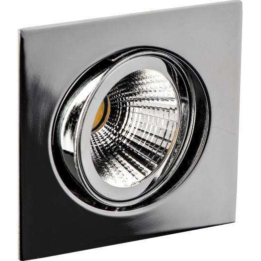 Downlight, eckig, 8 W, 800 lm, schwenkbar, 68 mm, chrom