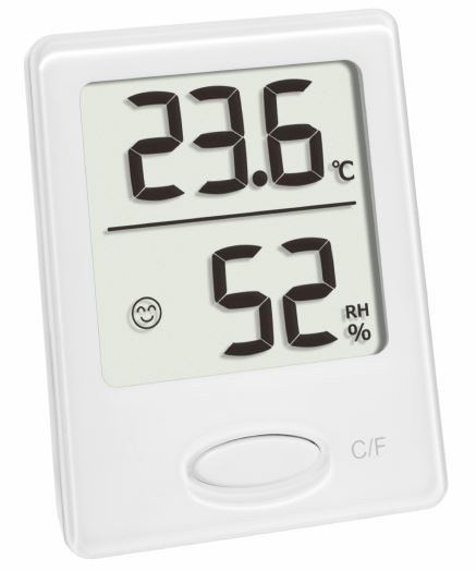 Digitales Thermometer zum Aufhängen oder Stellen, mit Befestigungsmagnet, Temperaturbereich: -50 bis +70 °C, Luftfeuchtigkeit: +10 bis +99 %, inkl. CR