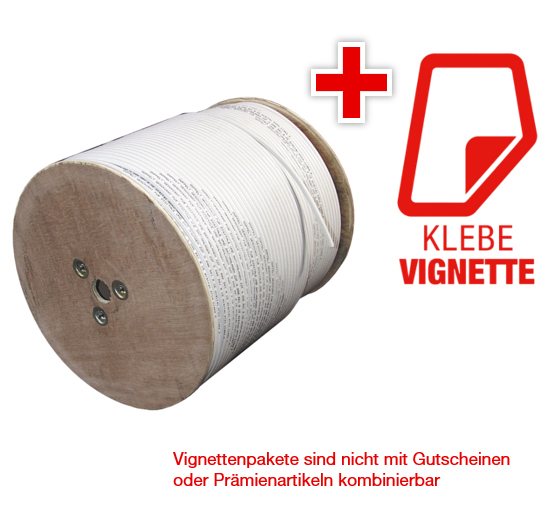 Vignetten-Paket 2 x 500 m Digital Koax-Kabel 100dB mit Klebe-Vignette 2025