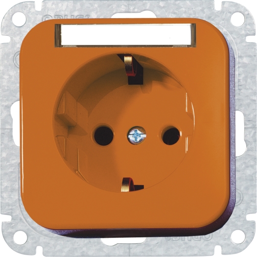 Schutzkontakt-Steckdose mit Beschriftungsfeld orange OPUS 1