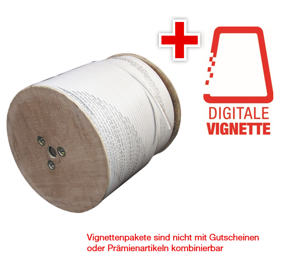 Vignetten-Paket 2 x 500 m Digital Koax-Kabel 100dB mit Digitaler Vignette 2025