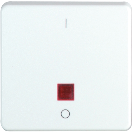 Flächenwippe mit rotem Signalauge 2-polig mit Aufdruck "I-O" reinweiß OPUS-AQUA