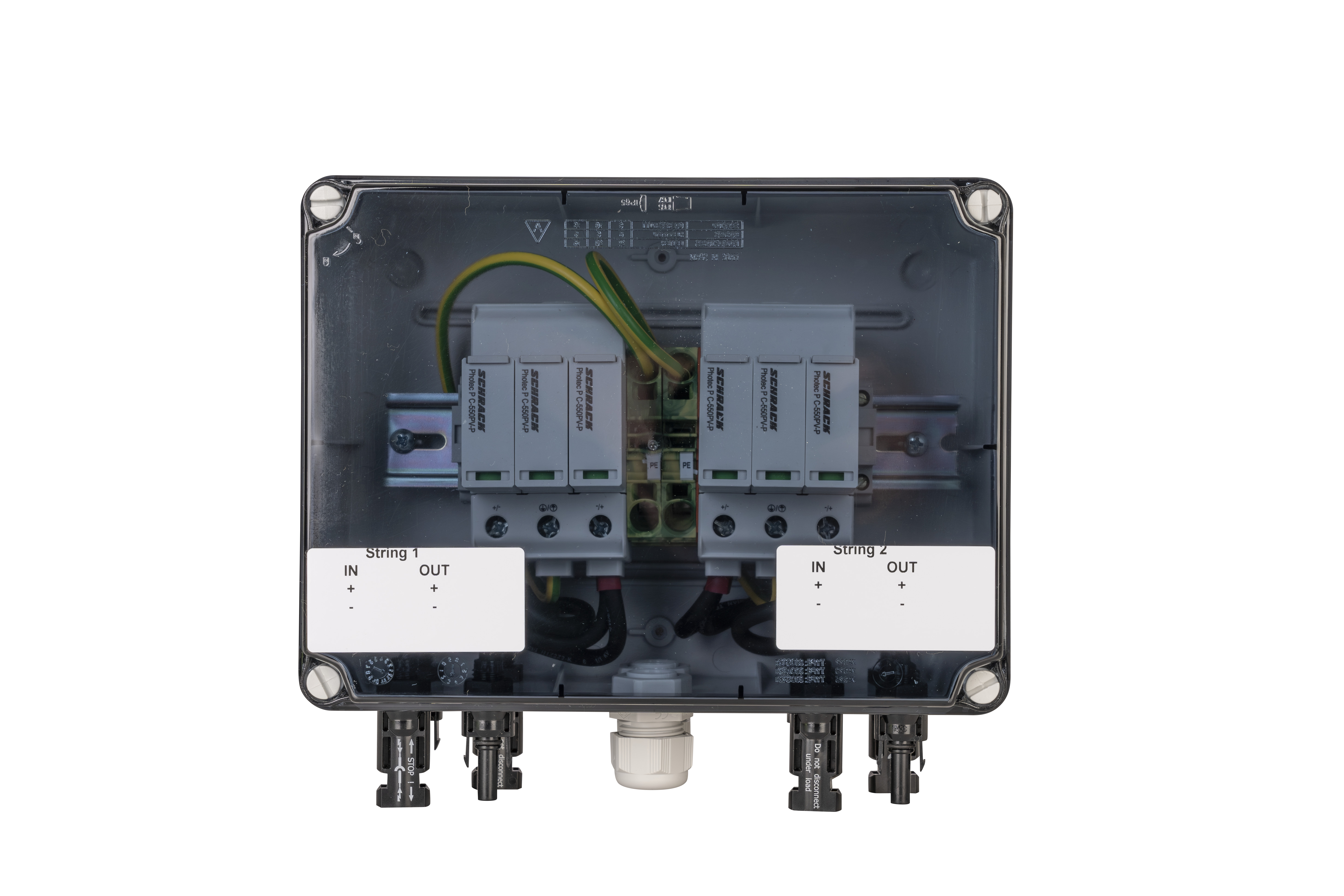 Generatorenanschlusskasten für PV-Anlagen bis 1.000 V DC, 1x 2 String, MC4-Steckverbinder, SiRoX