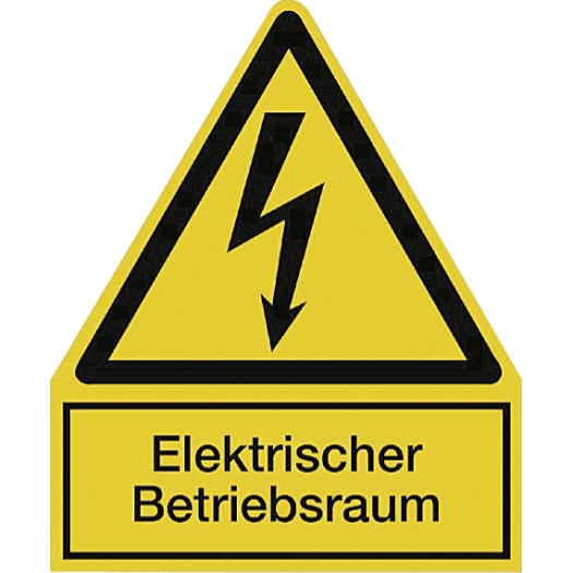 Aufkleber "Elektro-Blitz" mit Texthinweis Elektrischer Betriebsraum